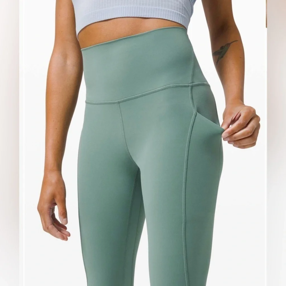 Lululemon Align High Rise Pant Pockets 25” Tidewater Teal Green Size 2  Leggings